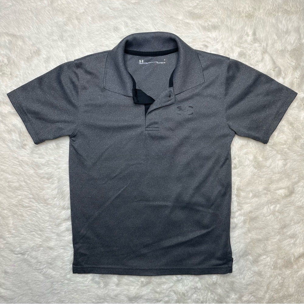 Under Armour Polo Shirt Collared Dark Grey Size 7